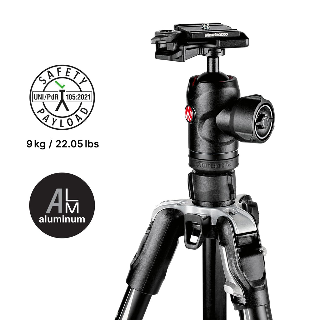 Manfrotto Befree Advanced Camera Tripod with Lever Closure, Portable and Compact Travel Tripod Kit with Ball Head, Aluminum Tripod for DSLR Reflex and Mirrorless Cameras, Camera Accessories