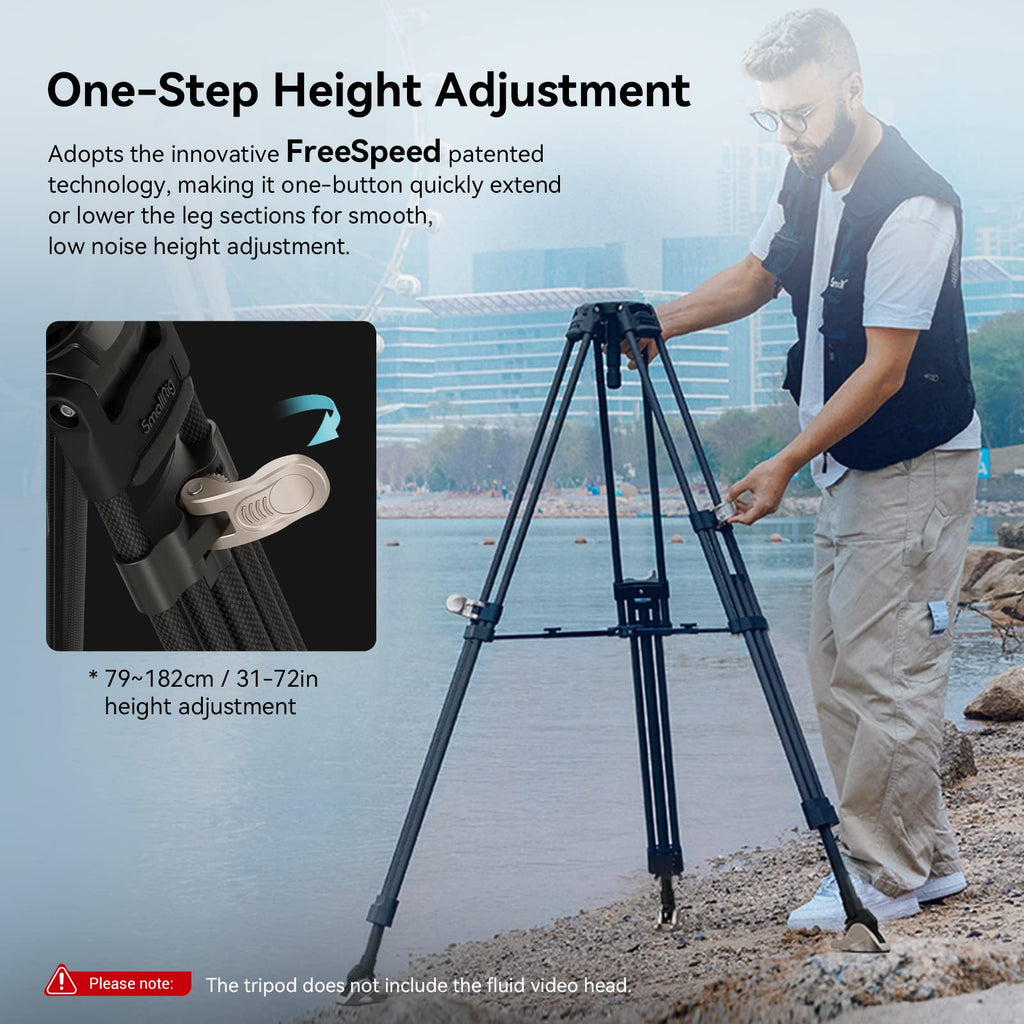 SmallRig AD-100 FreeBlazer Heavy-Duty Carbon Fiber Tripod System, 78" Video Tripod with One-Step Locking System, 360° Fluid Head and Dual-Mode Quick-Release Plate, Max Load 22 lbs for Camera -3989
