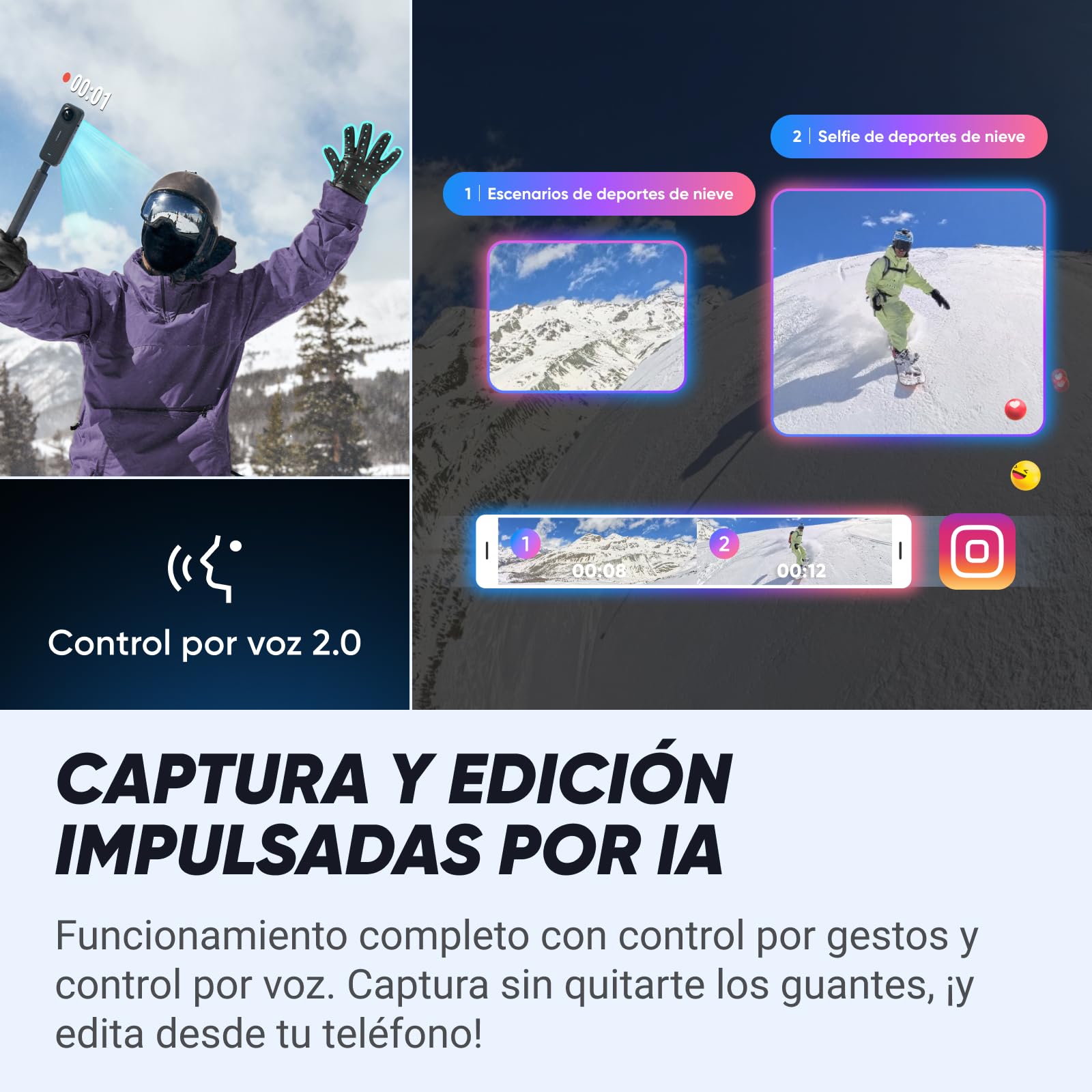 Insta360 X4 Standard Bundle - Waterproof 8K 360 Action Camera, 4K Wide-Angle Video, Invisible Selfie Stick Effect, Removable Lens Guards, 135 Min Battery Life, AI Editing, Stabilization