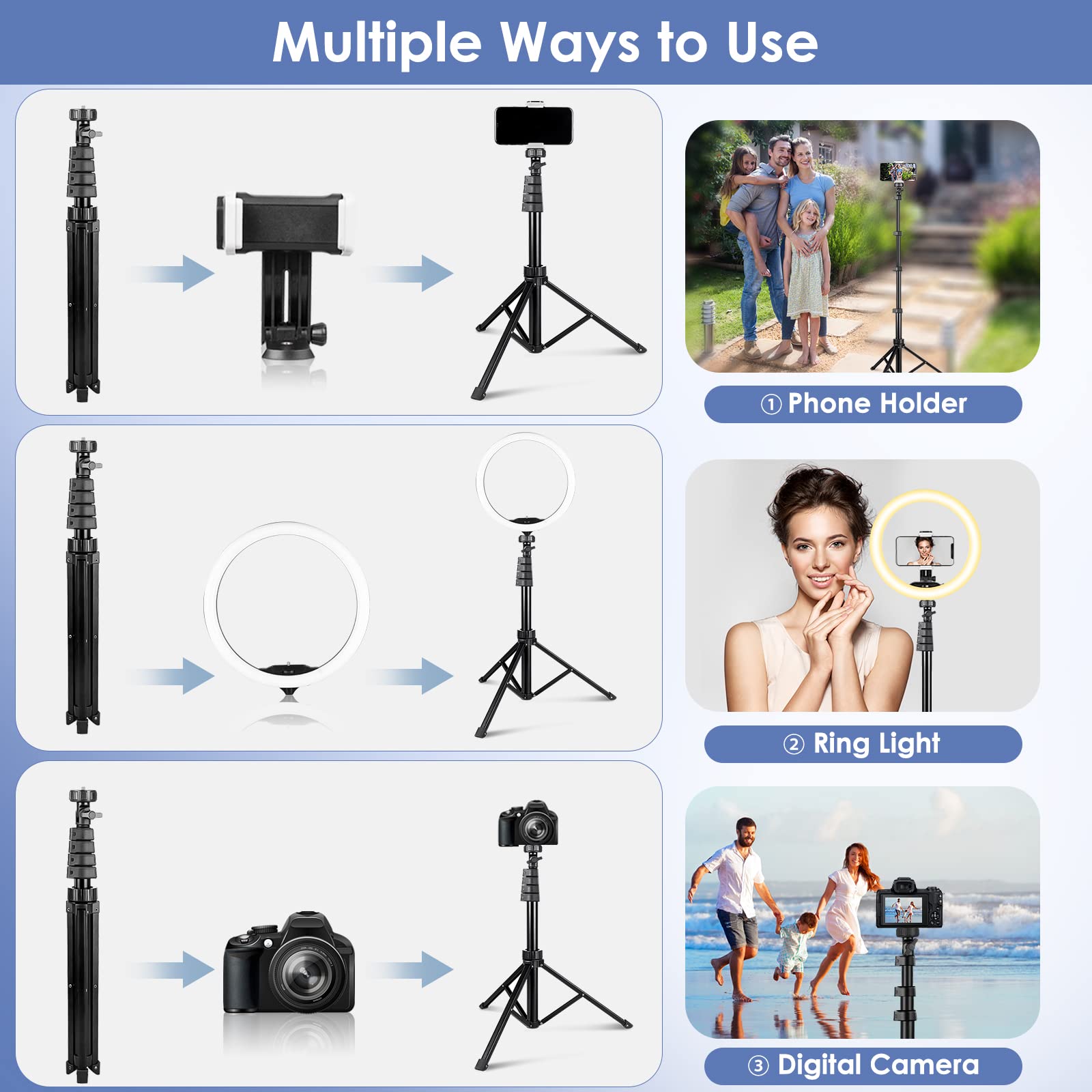 UBeesize 12'' LED Ring Light with 62'' Tripod Stand