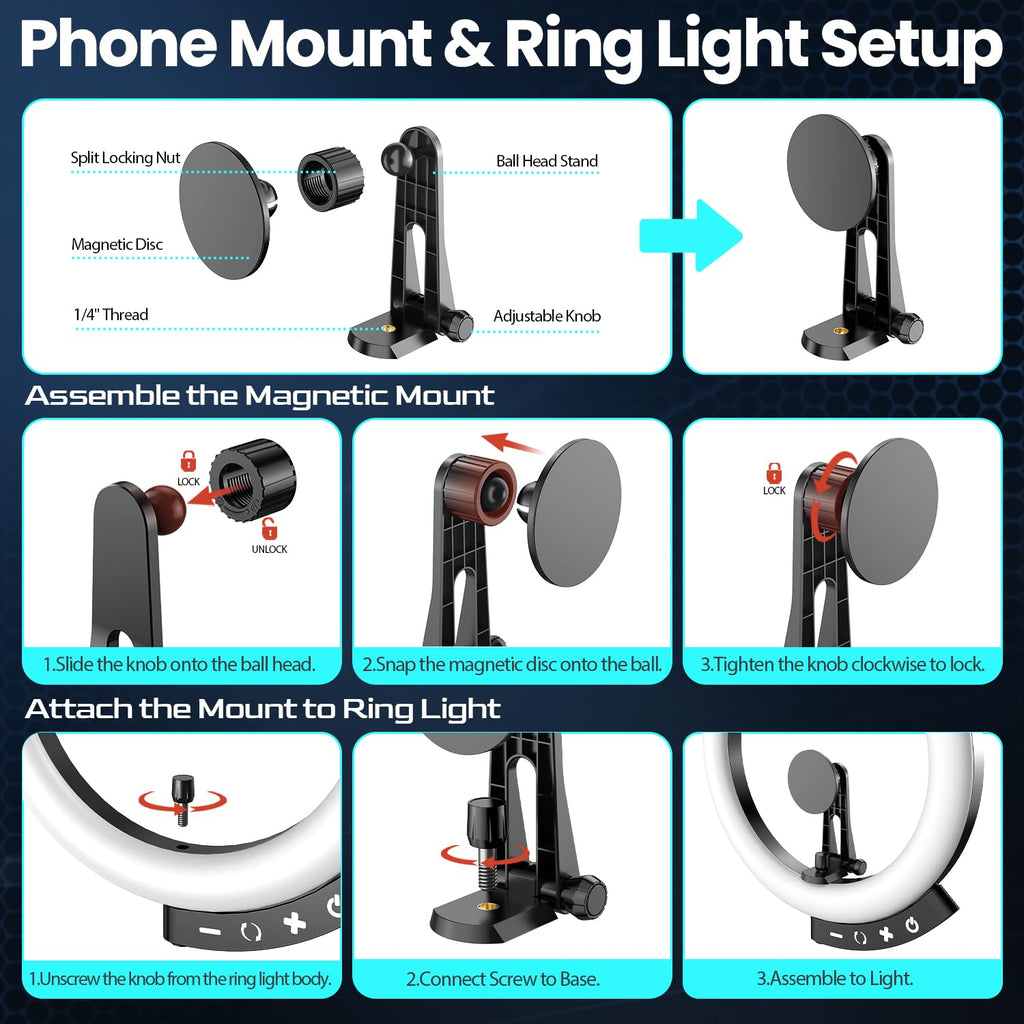 UBeesize 12'' LED Ring Light with 62'' Tripod Stand
