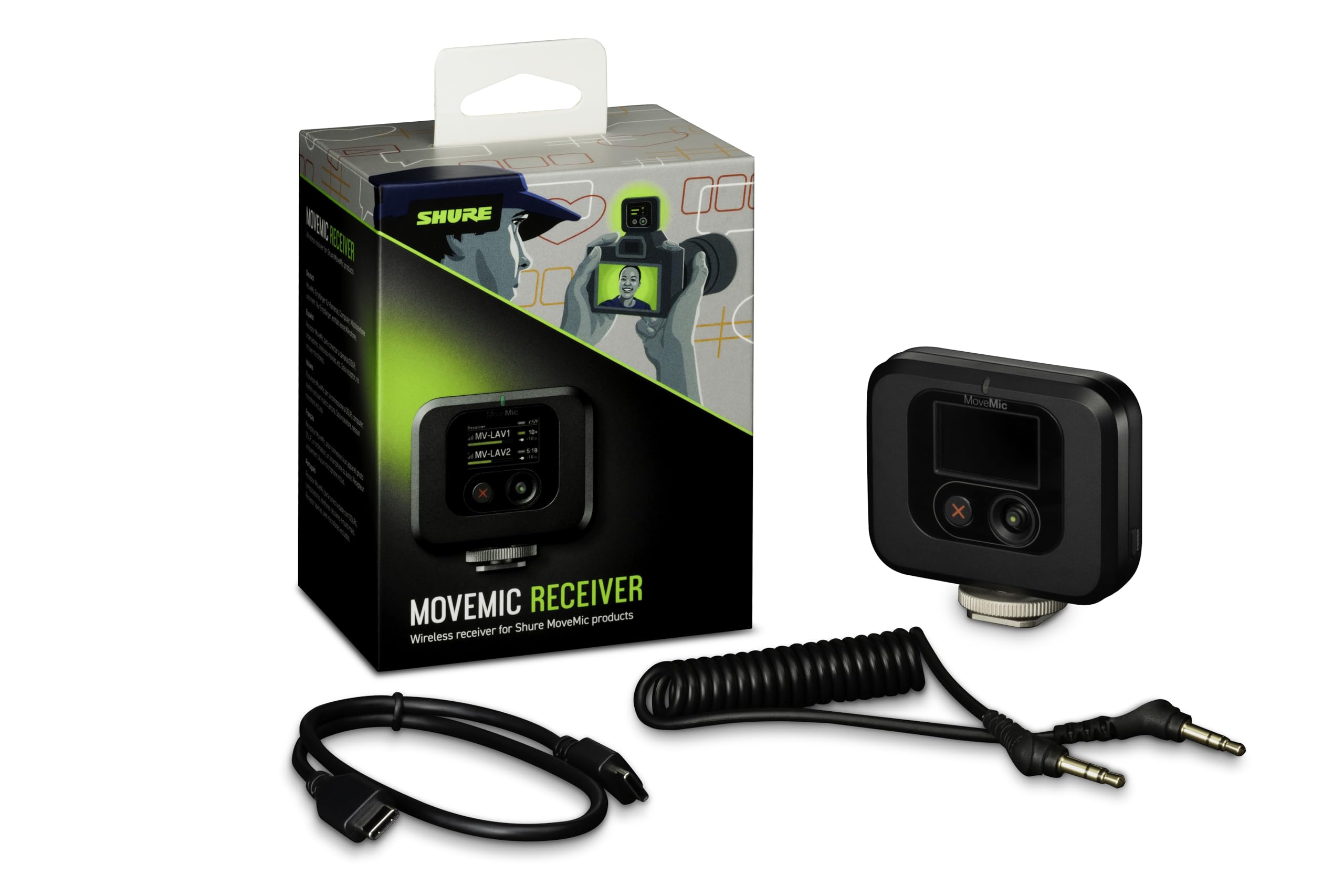 Shure MoveMic Two Kit, Pro Wireless Lavalier Microphones with Camera Receiver for DSLR