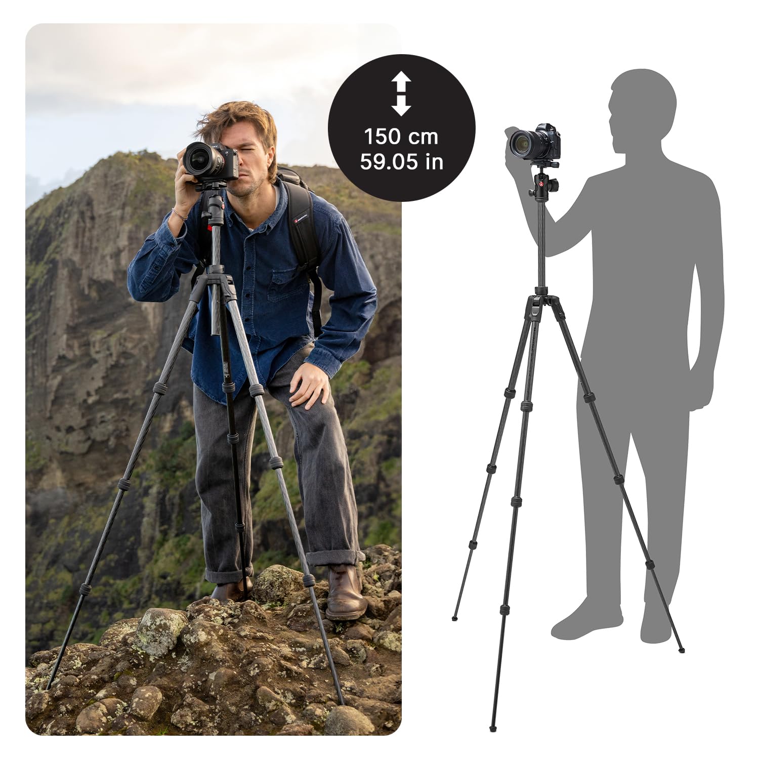 Manfrotto Befree Advanced Camera Tripod with Lever Closure, Portable and Compact Travel Tripod Kit with Ball Head, Aluminum Tripod for DSLR Reflex and Mirrorless Cameras, Camera Accessories