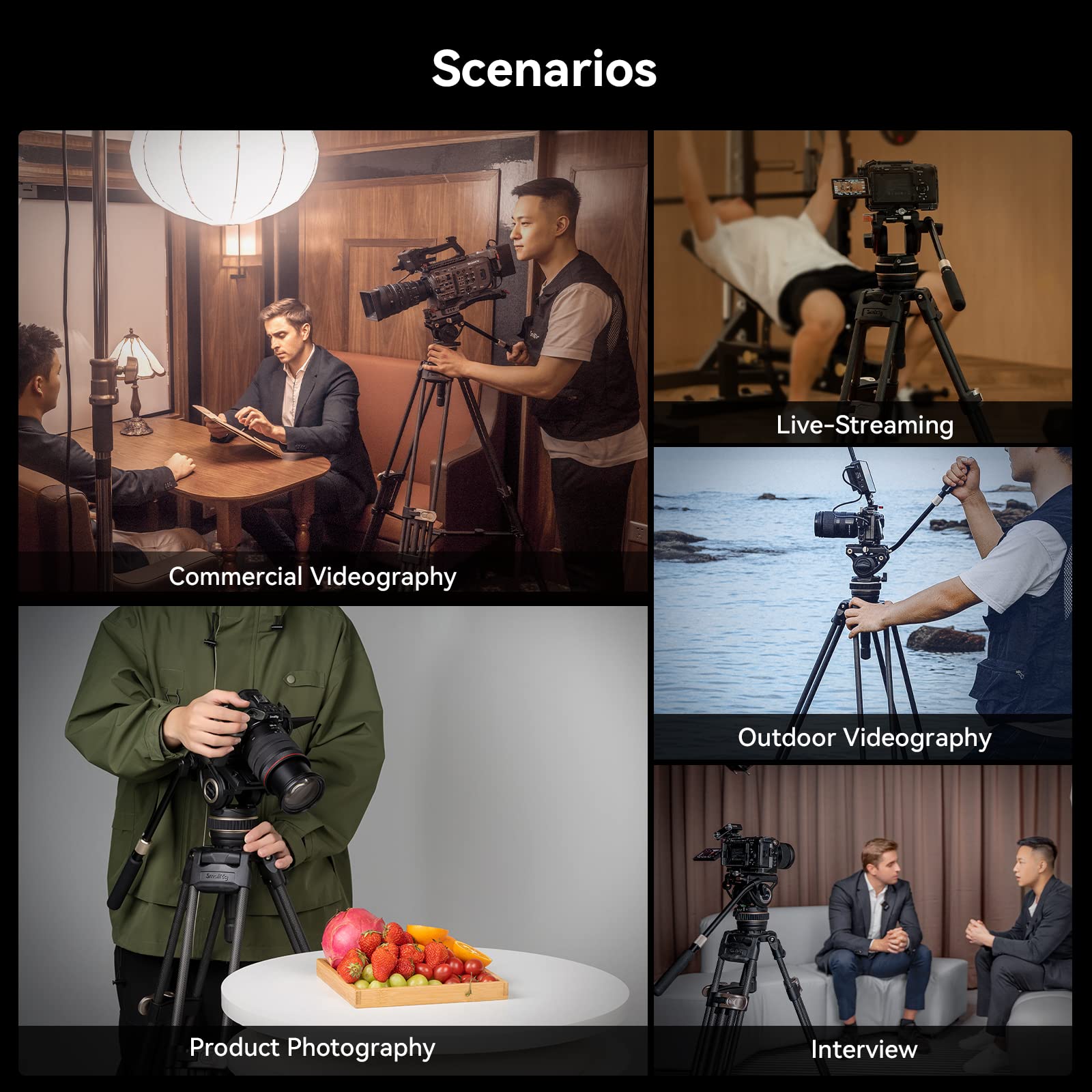 SmallRig AD-100 FreeBlazer Heavy-Duty Carbon Fiber Tripod System, 78" Video Tripod with One-Step Locking System, 360° Fluid Head and Dual-Mode Quick-Release Plate, Max Load 22 lbs for Camera -3989