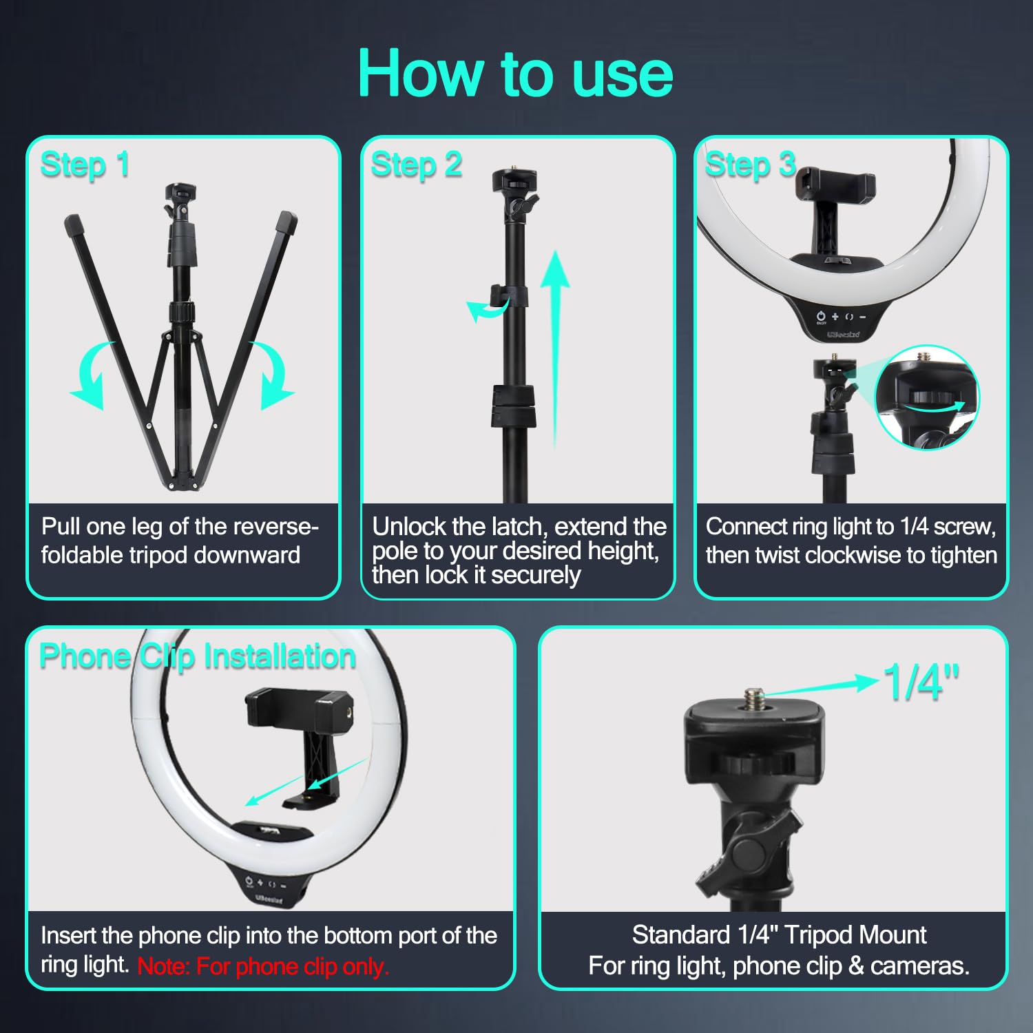 UBeesize 12'' LED Ring Light with 62'' Tripod Stand