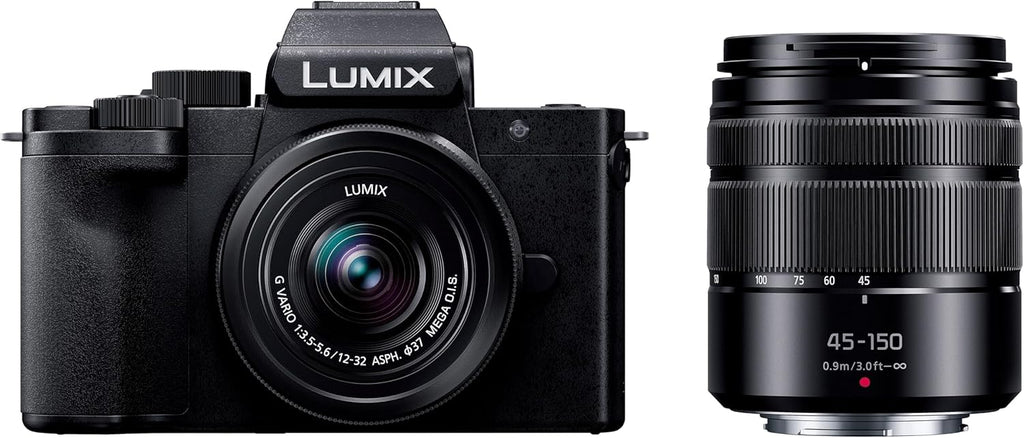 Panasonic LUMIX G100 4k Mirrorless Camera for Photo and Video, Micro Four Thirds Interchangeable Lens System, 12-32mm + 40-150mm Lenses, 5-Axis Hybrid I.S., DC-G100DW/W (Black)