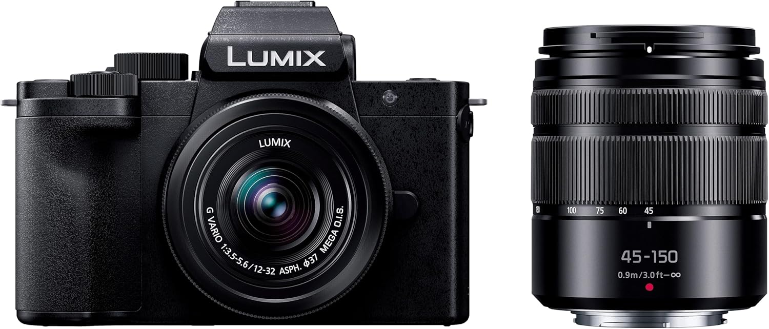 Panasonic LUMIX G100 4k Mirrorless Camera for Photo and Video, Micro Four Thirds Interchangeable Lens System, 12-32mm + 40-150mm Lenses, 5-Axis Hybrid I.S., DC-G100DW/W (Black)