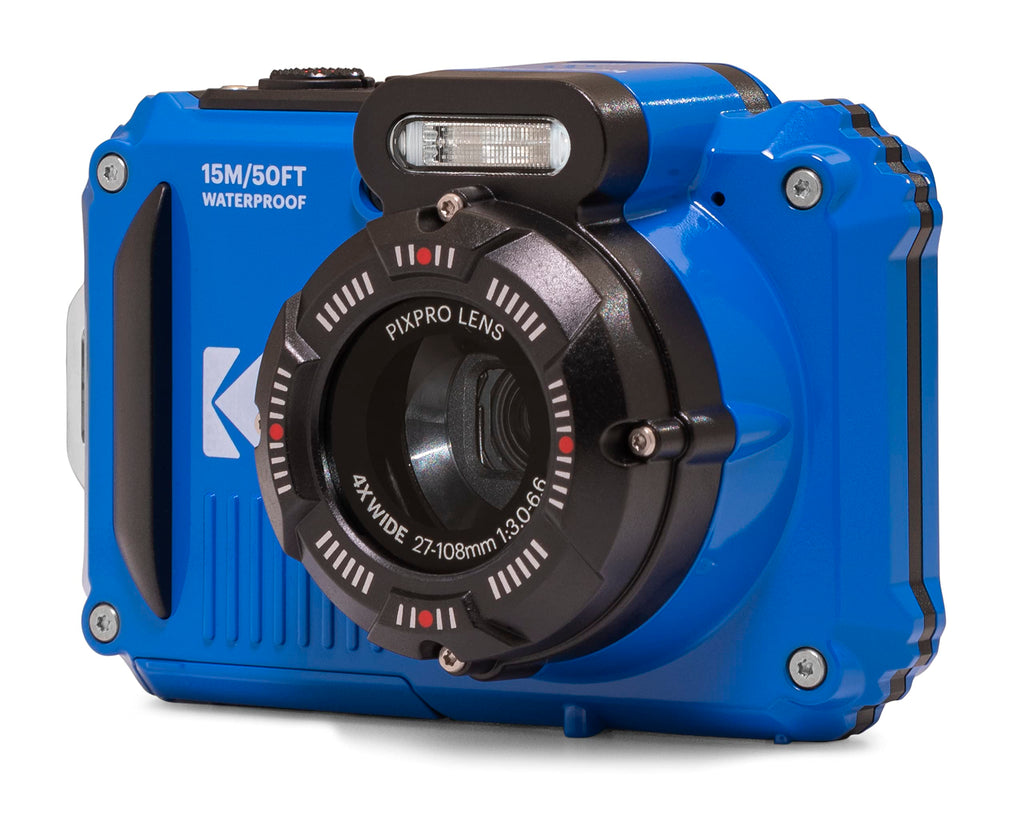Kodak PIXPRO WPZ2 Waterproof Digital Camera, 16MP with 4X Optical Zoom, Shockproof, Dustproof, 1080p Video, Wi-Fi, Waterproof to 50ft, Blue