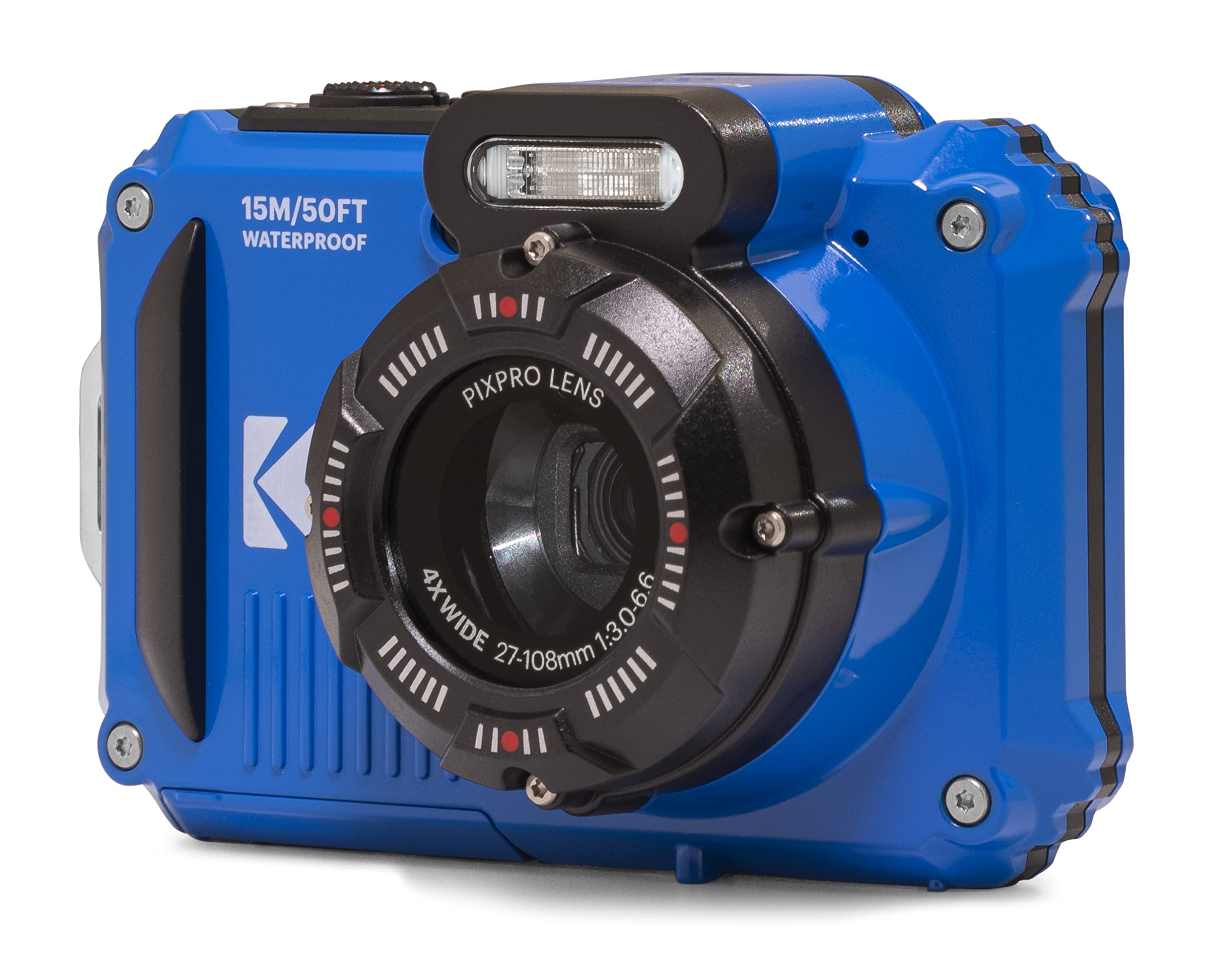 Kodak PIXPRO WPZ2 Waterproof Digital Camera, 16MP with 4X Optical Zoom, Shockproof, Dustproof, 1080p Video, Wi-Fi, Waterproof to 50ft, Blue