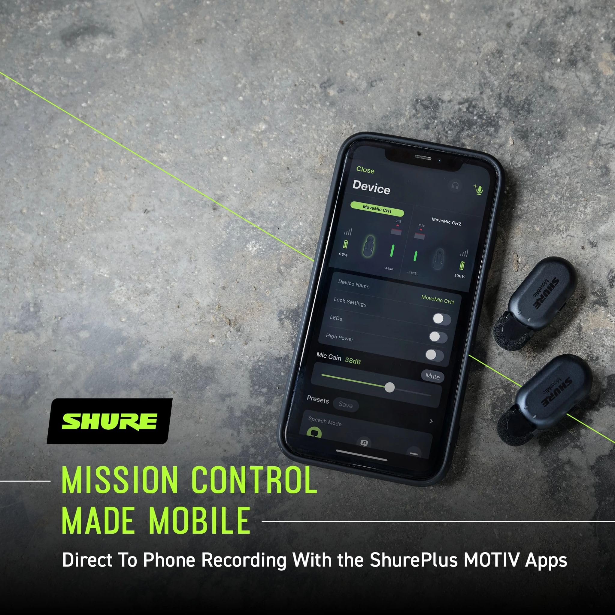 Shure MoveMic Two Kit, Pro Wireless Lavalier Microphones with Camera Receiver for DSLR