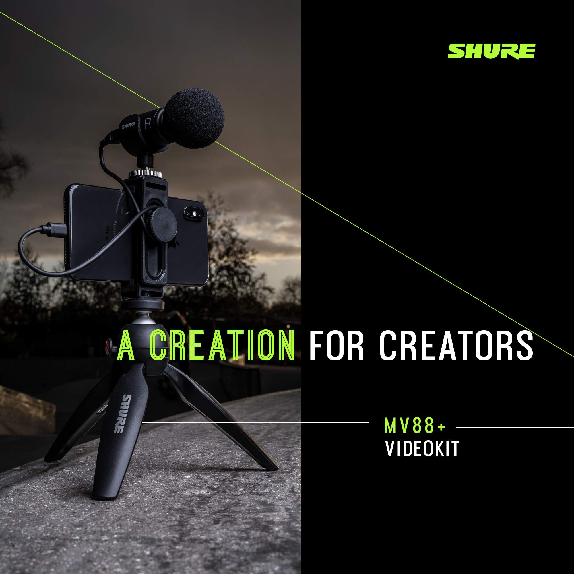 Shure MV88+ Video Kit - Digital Stereo Condenser Microphone for Apple and Android