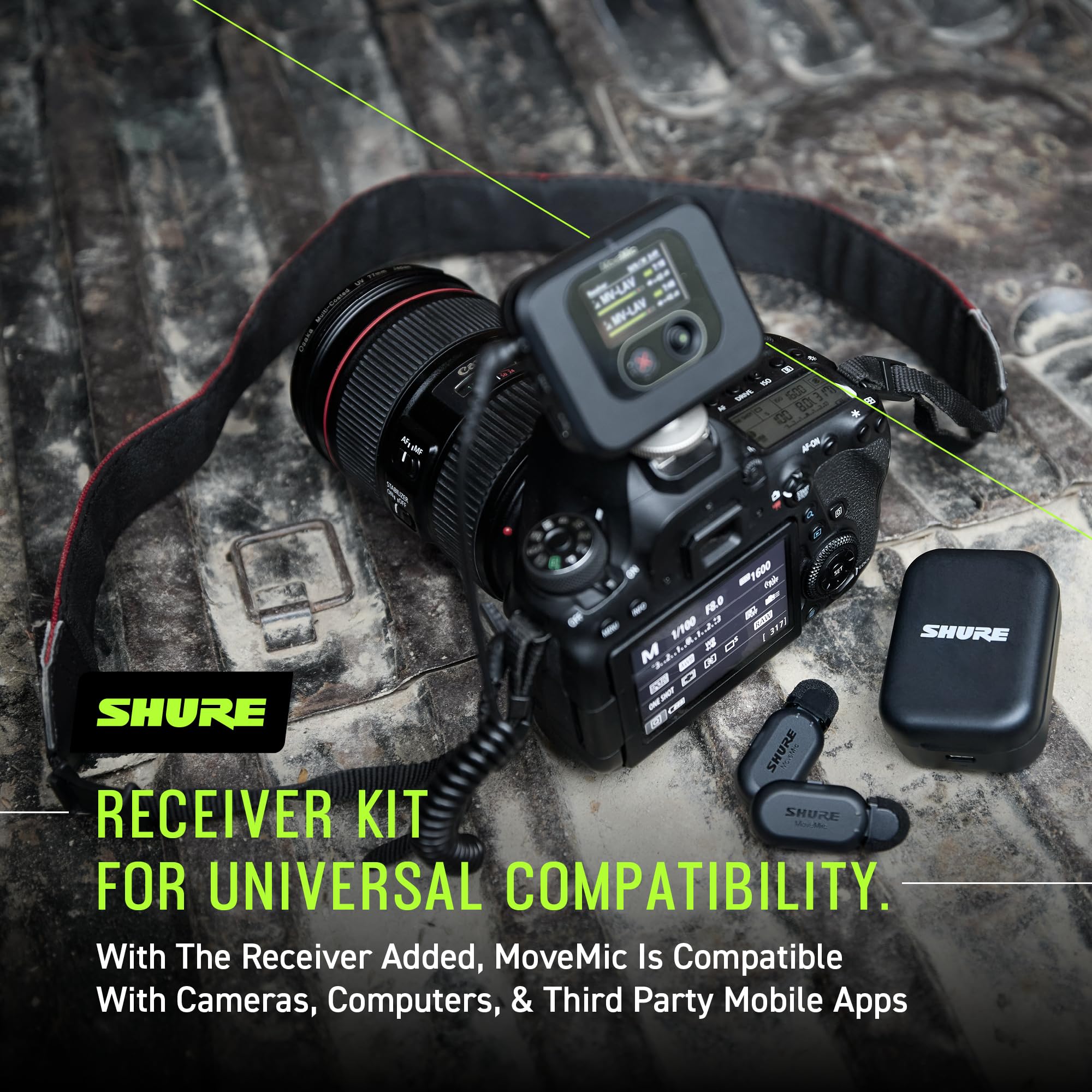 Shure MoveMic Two Kit, Pro Wireless Lavalier Microphones with Camera Receiver for DSLR