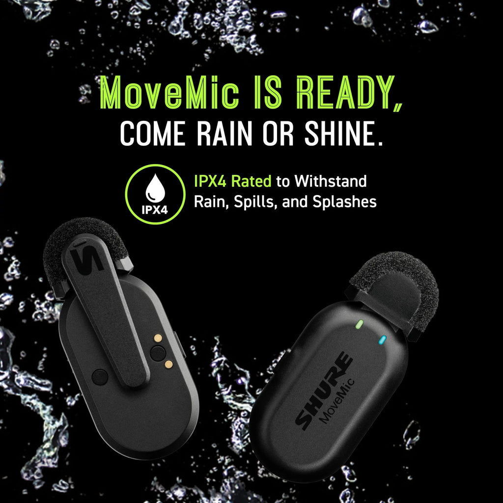 Shure MoveMic Two Kit, Pro Wireless Lavalier Microphones with Camera Receiver for DSLR