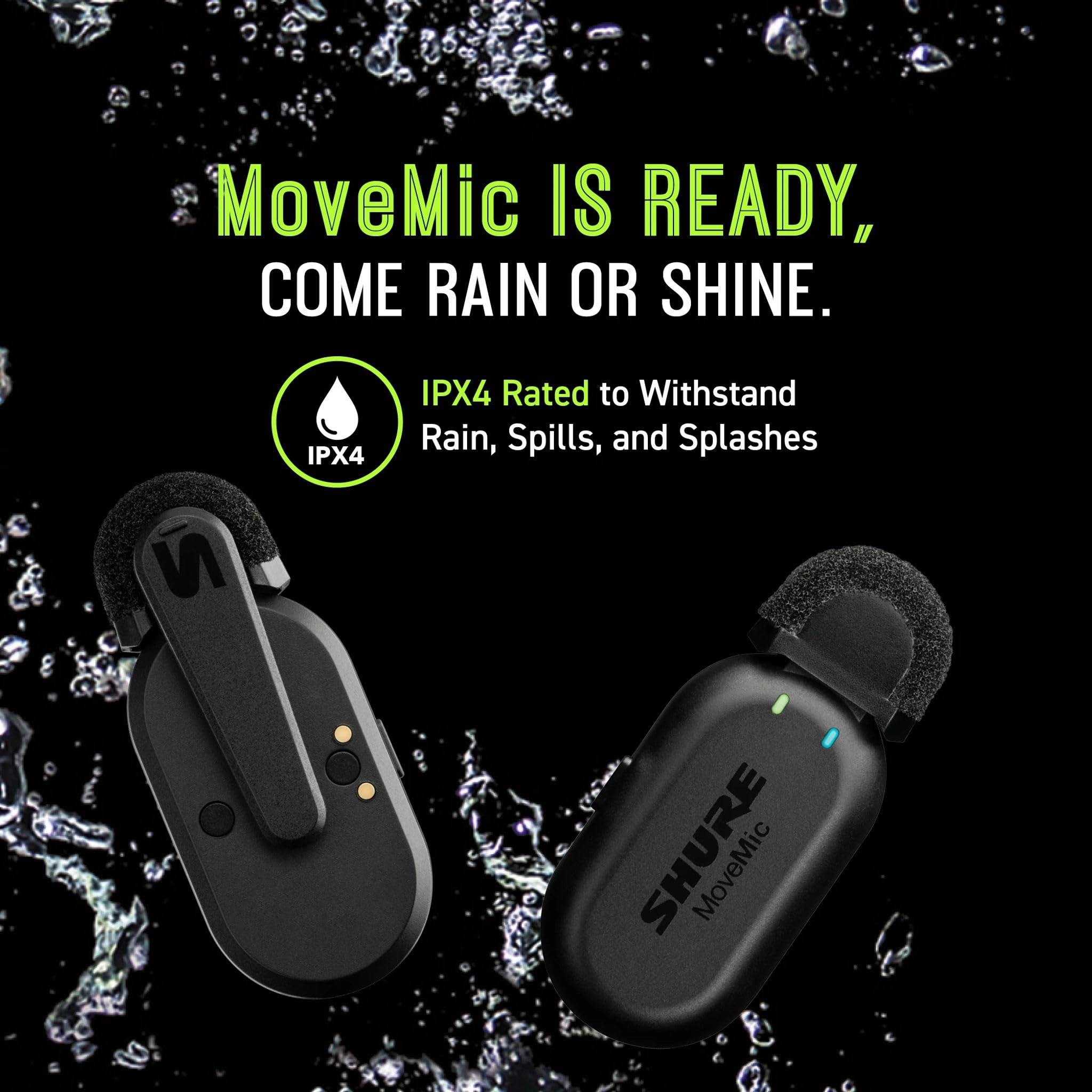 Shure MoveMic Two Kit, Pro Wireless Lavalier Microphones with Camera Receiver for DSLR